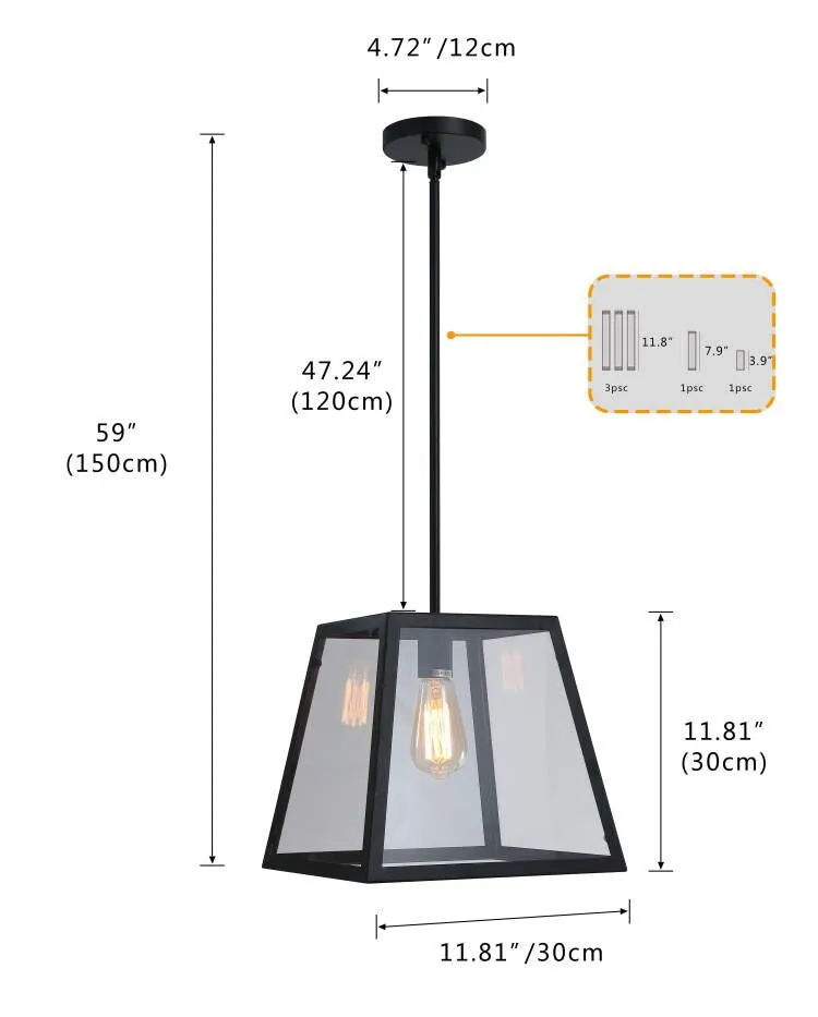 1-Light Prismatic Glass Pendant Lighting