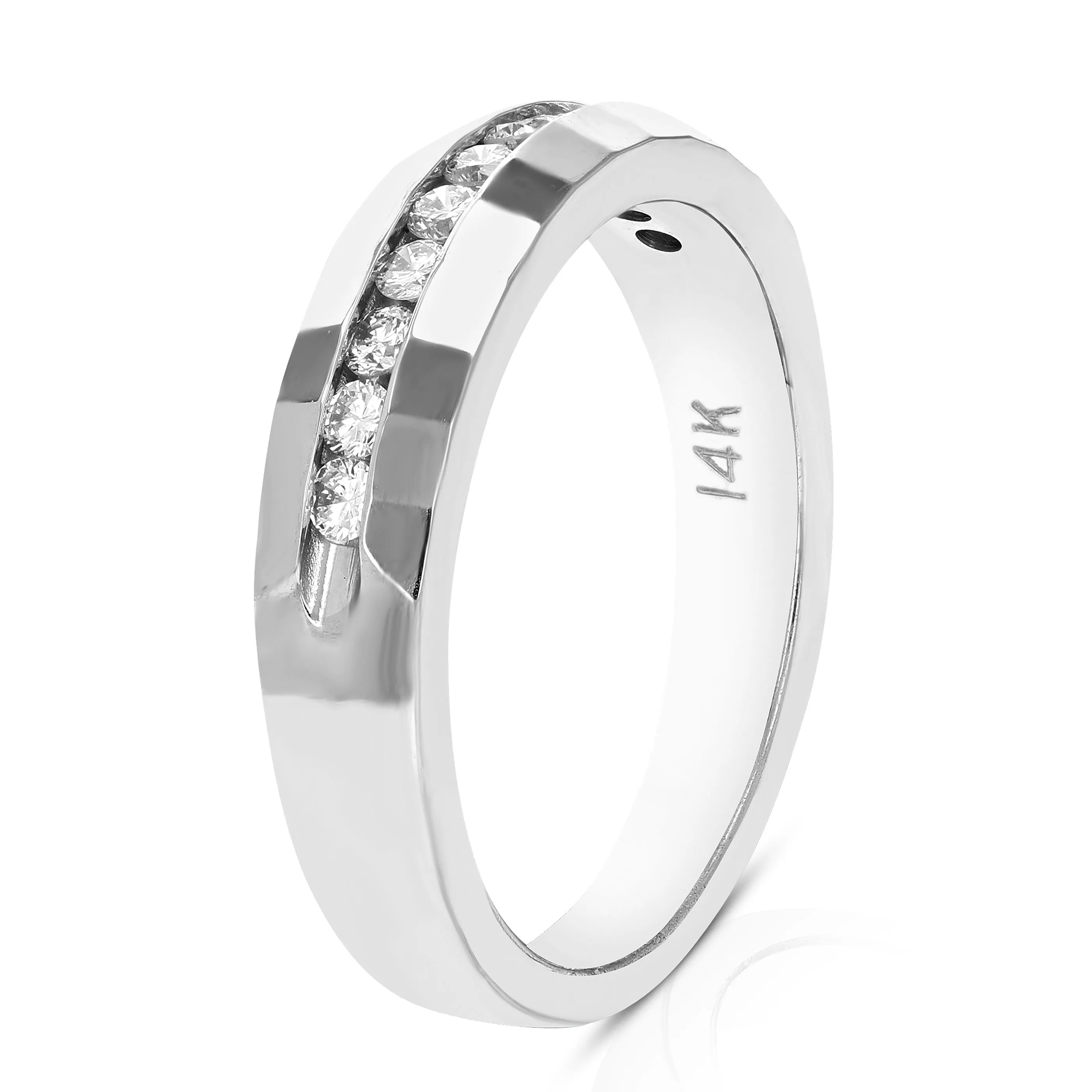 1/4 cttw Diamond Channel Machine Wedding Band in 14K White Gold