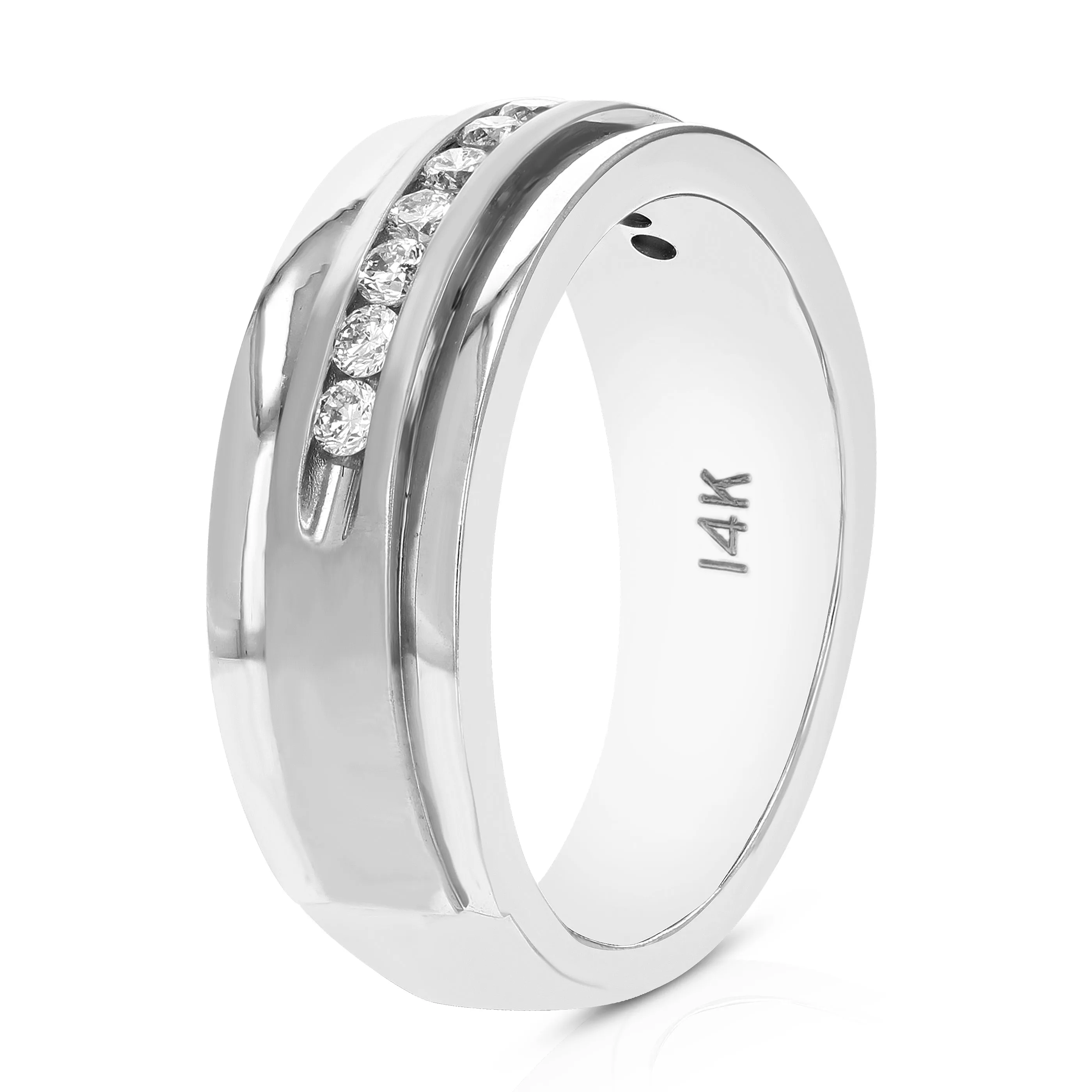 1/4 cttw Diamond Wedding Machine Band in 14K White Gold