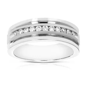 1/4 cttw Diamond Wedding Machine Band in 14K White Gold