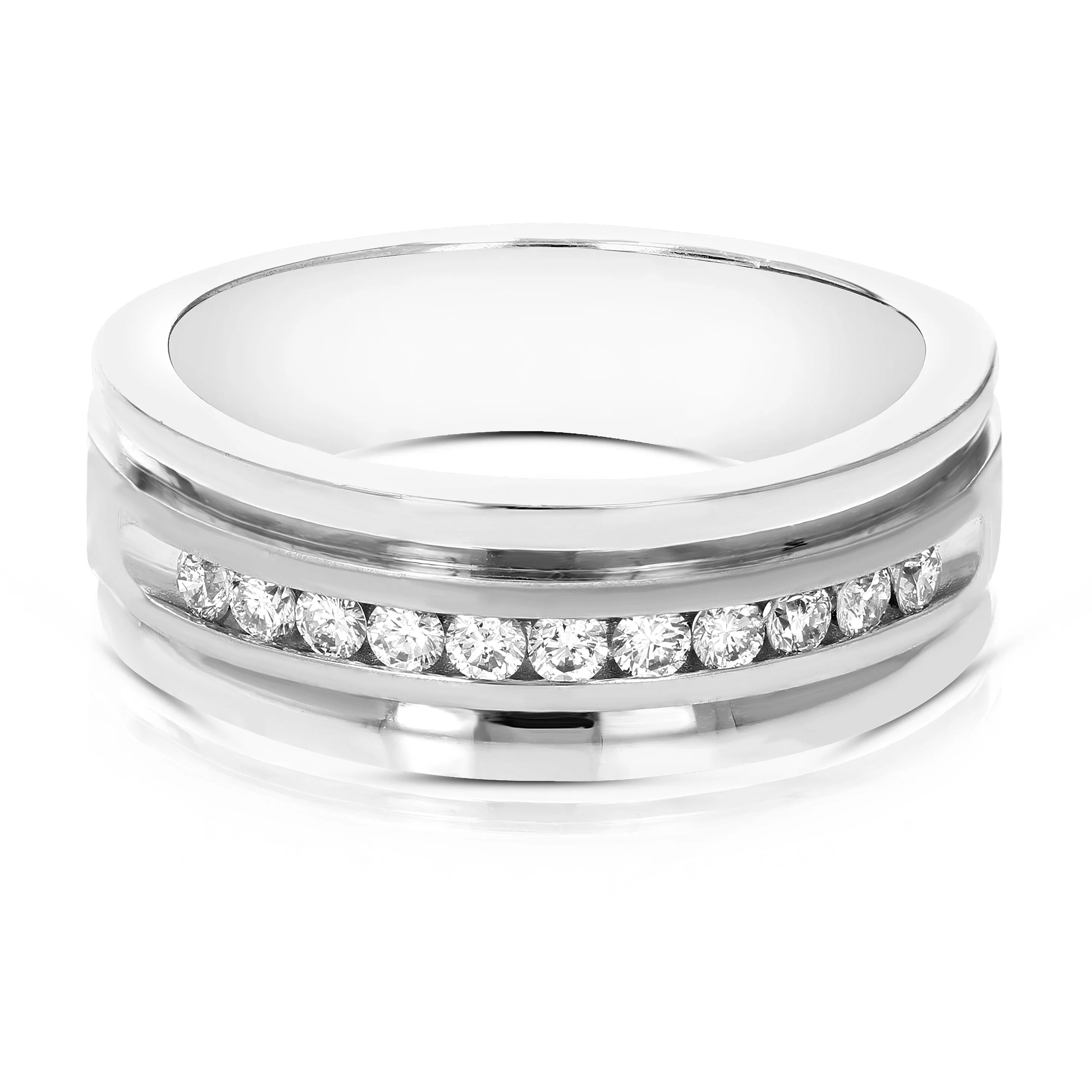 1/4 cttw Diamond Wedding Machine Band in 14K White Gold