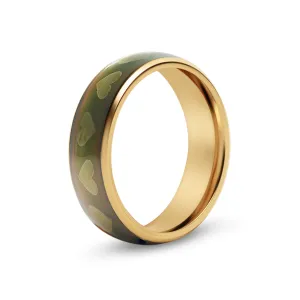 18k Gold PVD Coated Mood Band With Hearts Stainless Steel Ring / CFR9015