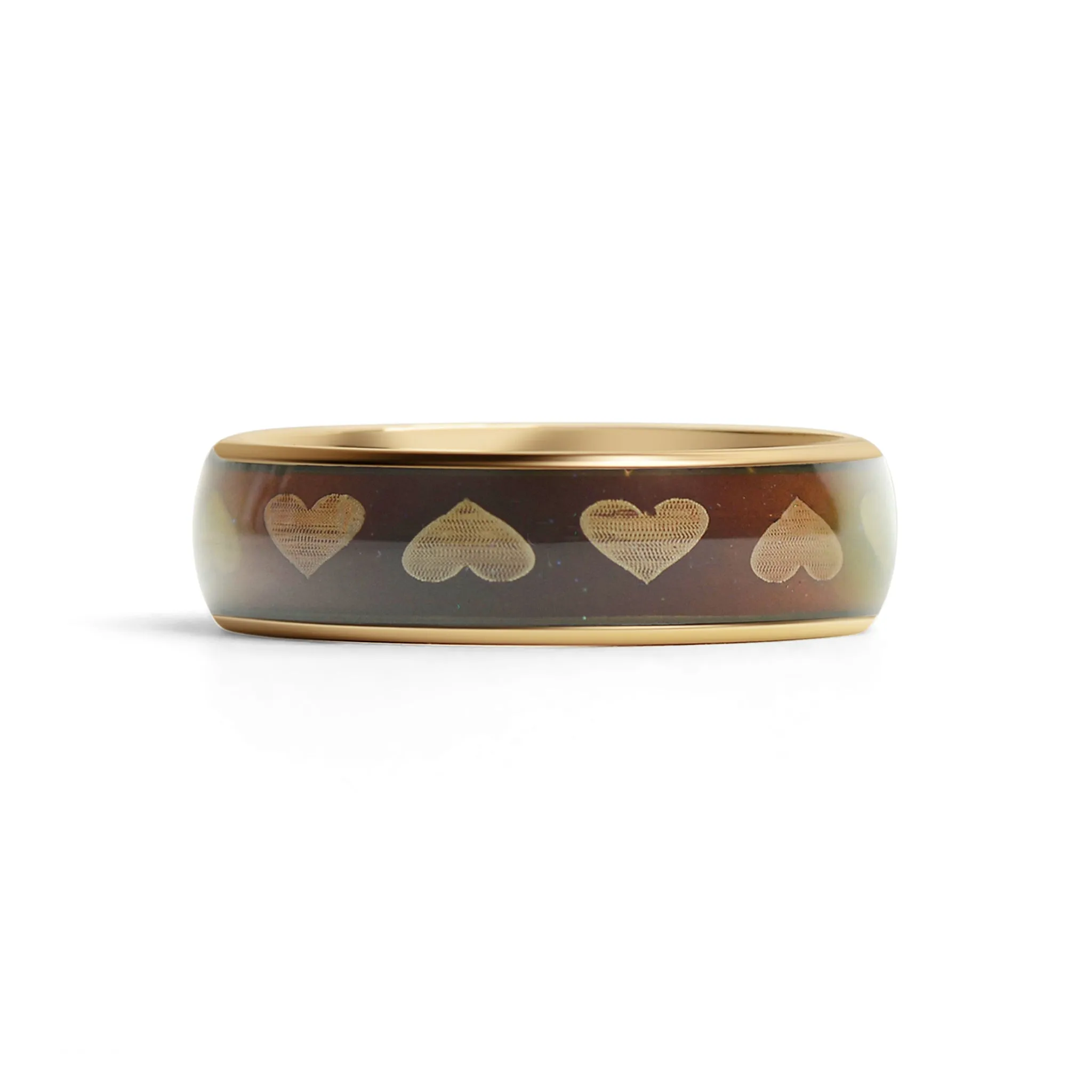 18k Gold PVD Coated Mood Band With Hearts Stainless Steel Ring / CFR9015