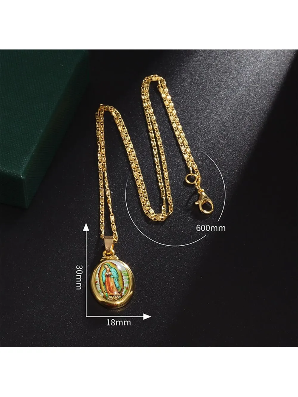 1pc Religious Printed Oval Pendant Necklace for Women Jewelry for Women Jewelry