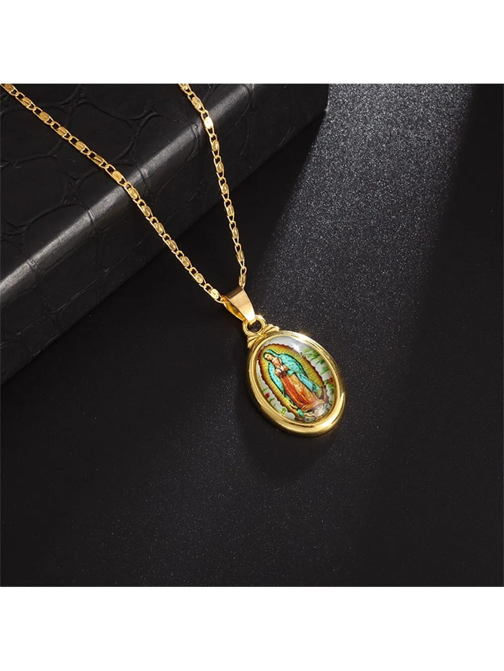 1pc Religious Printed Oval Pendant Necklace for Women Jewelry for Women Jewelry