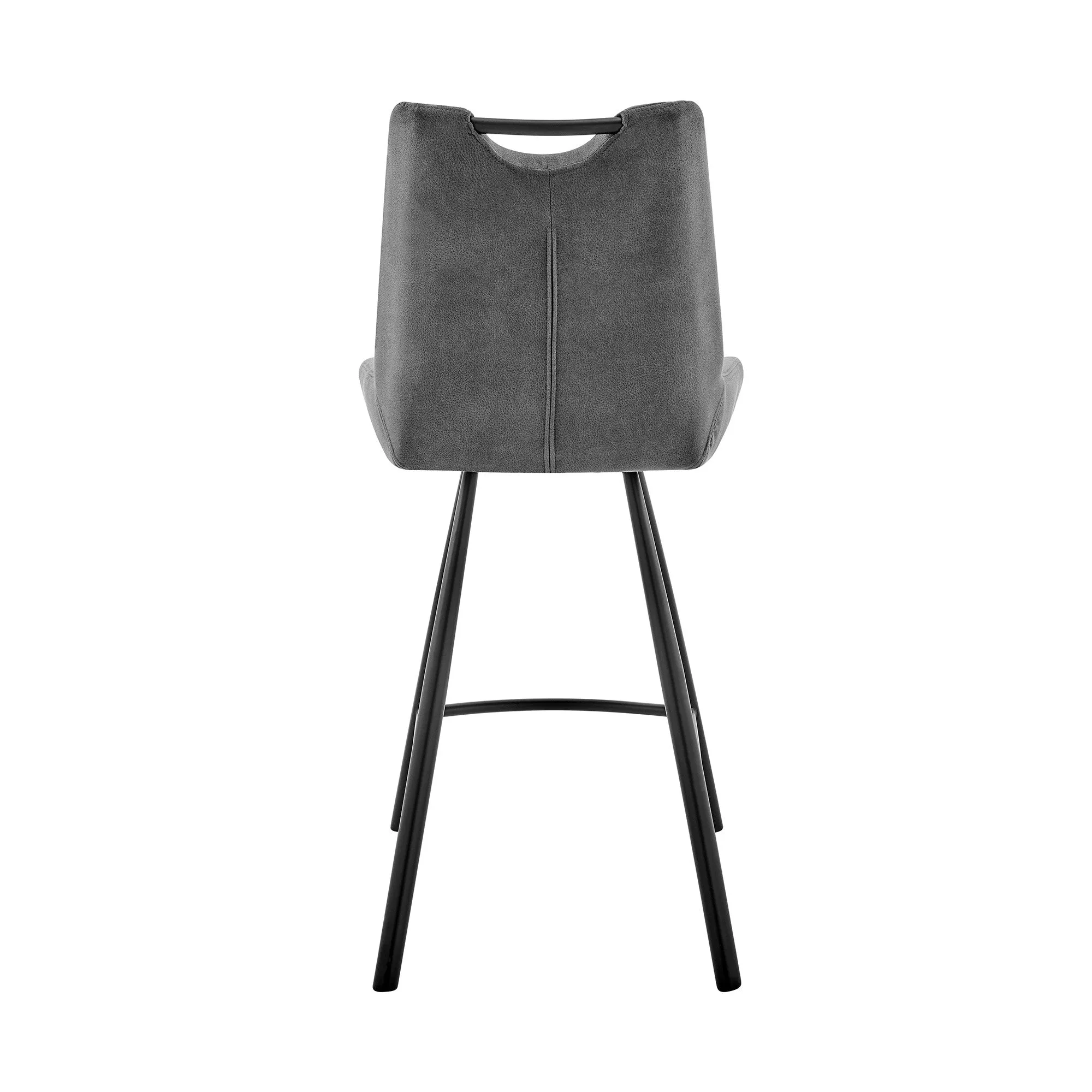26" Gray Microfiber and Black Metal Counter Stool By Homeroots