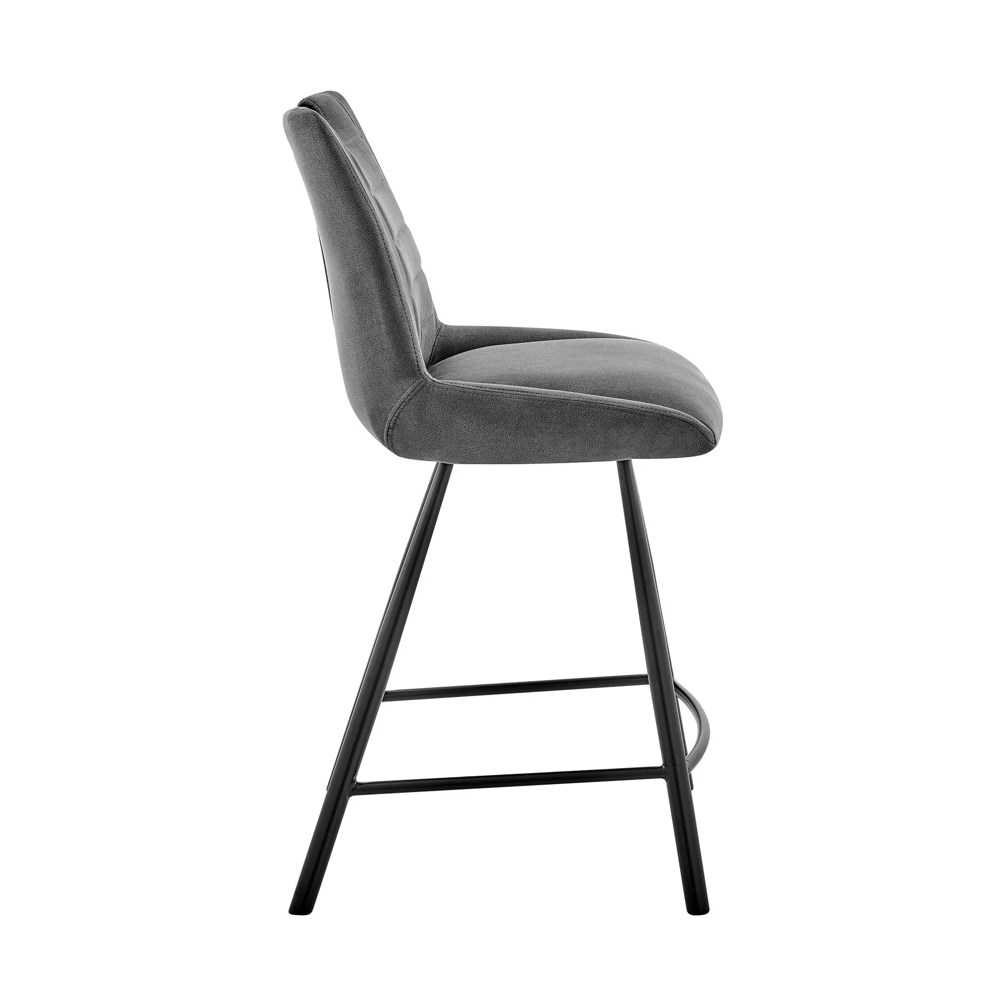 26" Gray Microfiber and Black Metal Counter Stool By Homeroots