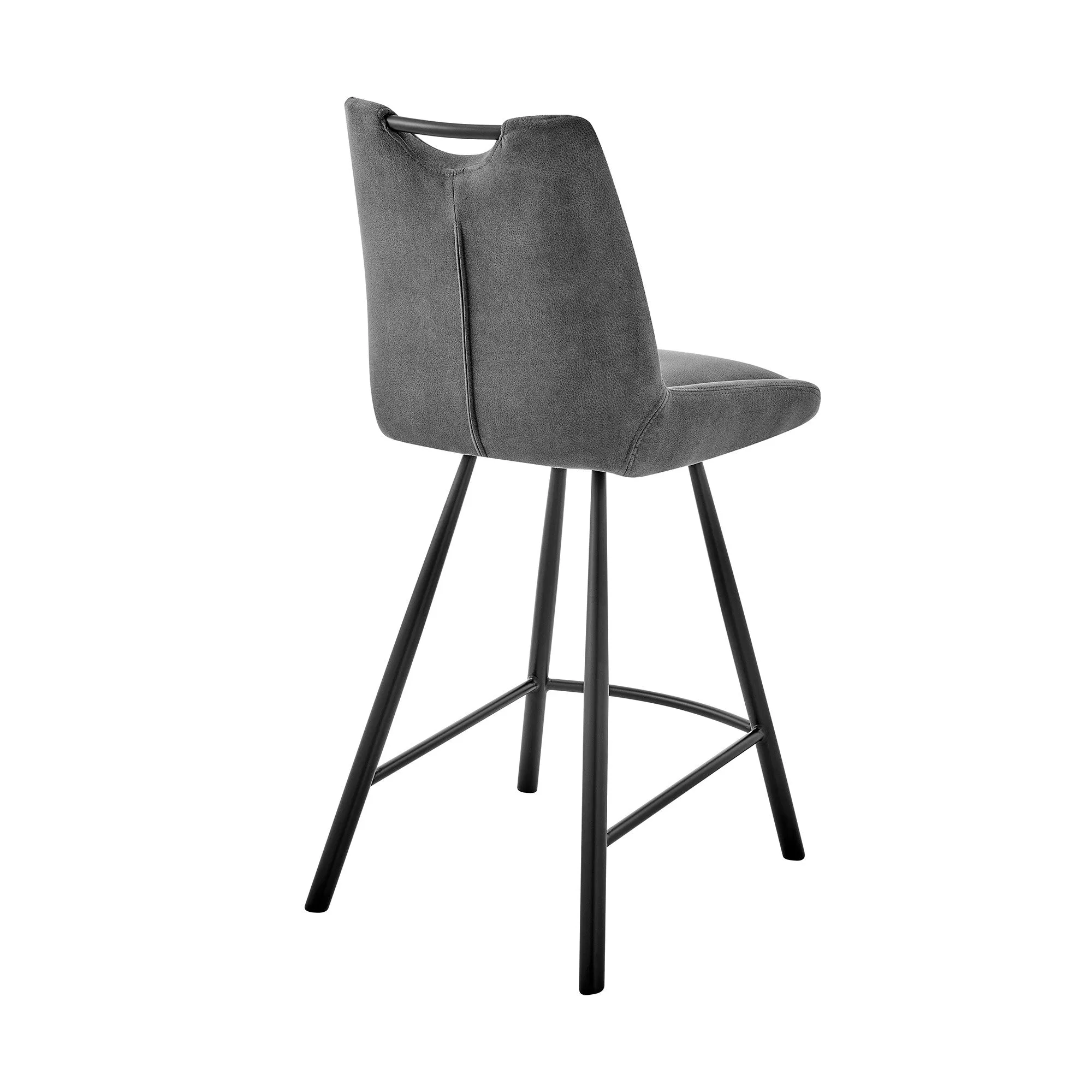 26" Gray Microfiber and Black Metal Counter Stool By Homeroots