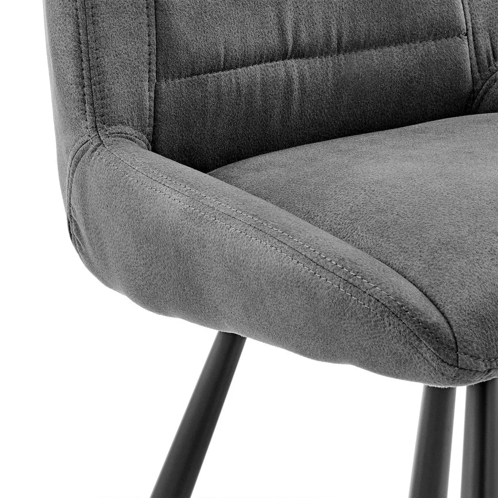 26" Gray Microfiber and Black Metal Counter Stool By Homeroots
