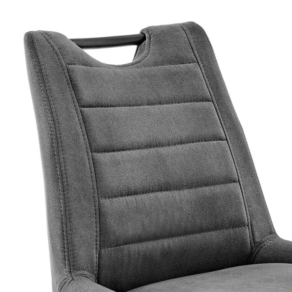 26" Gray Microfiber and Black Metal Counter Stool By Homeroots