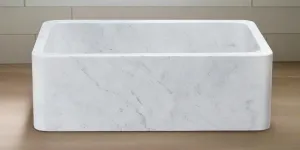 30" White Carrara Marble Farmhouse Sink