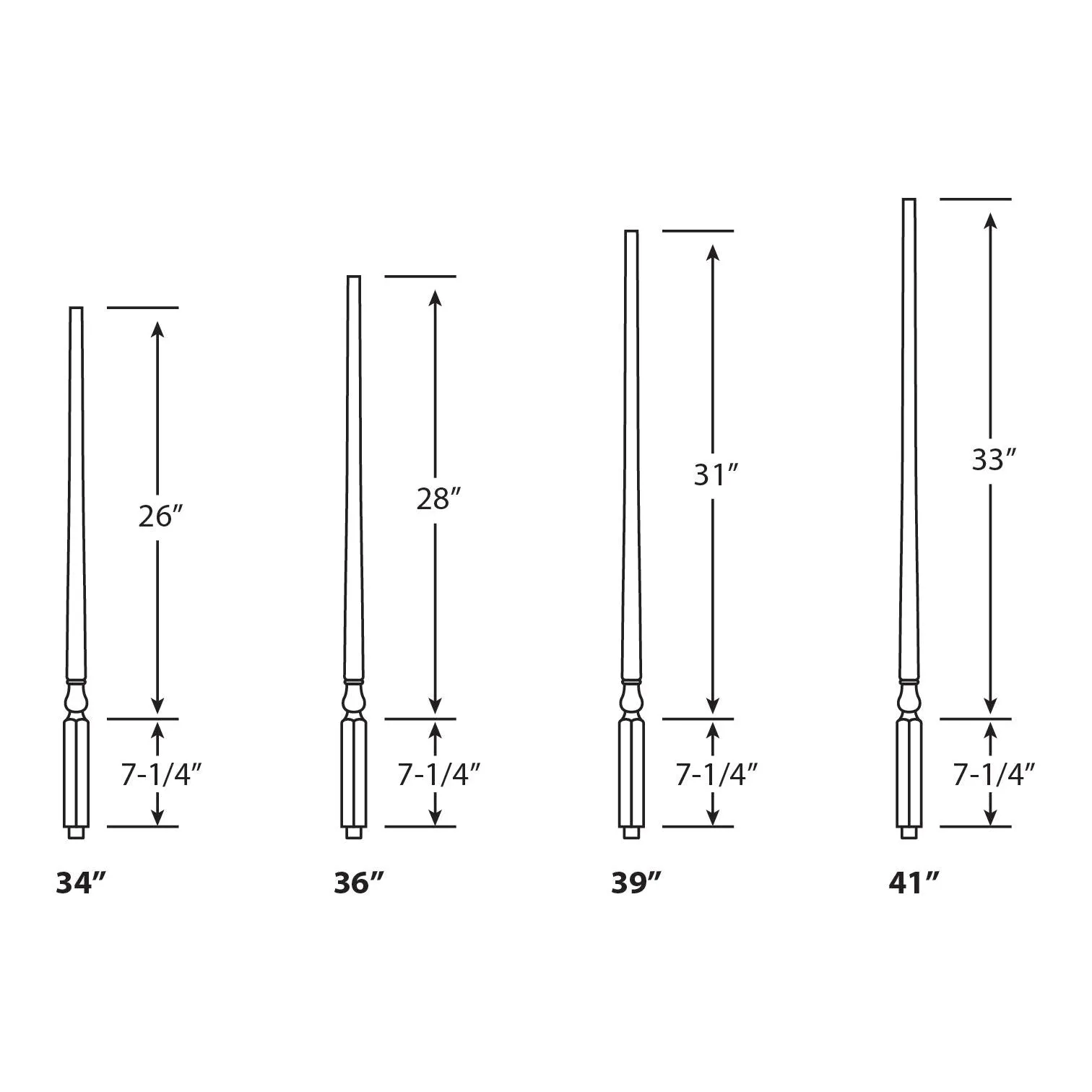 5015 | Wood Baluster | Colonial Pin Top | 1-1/4"