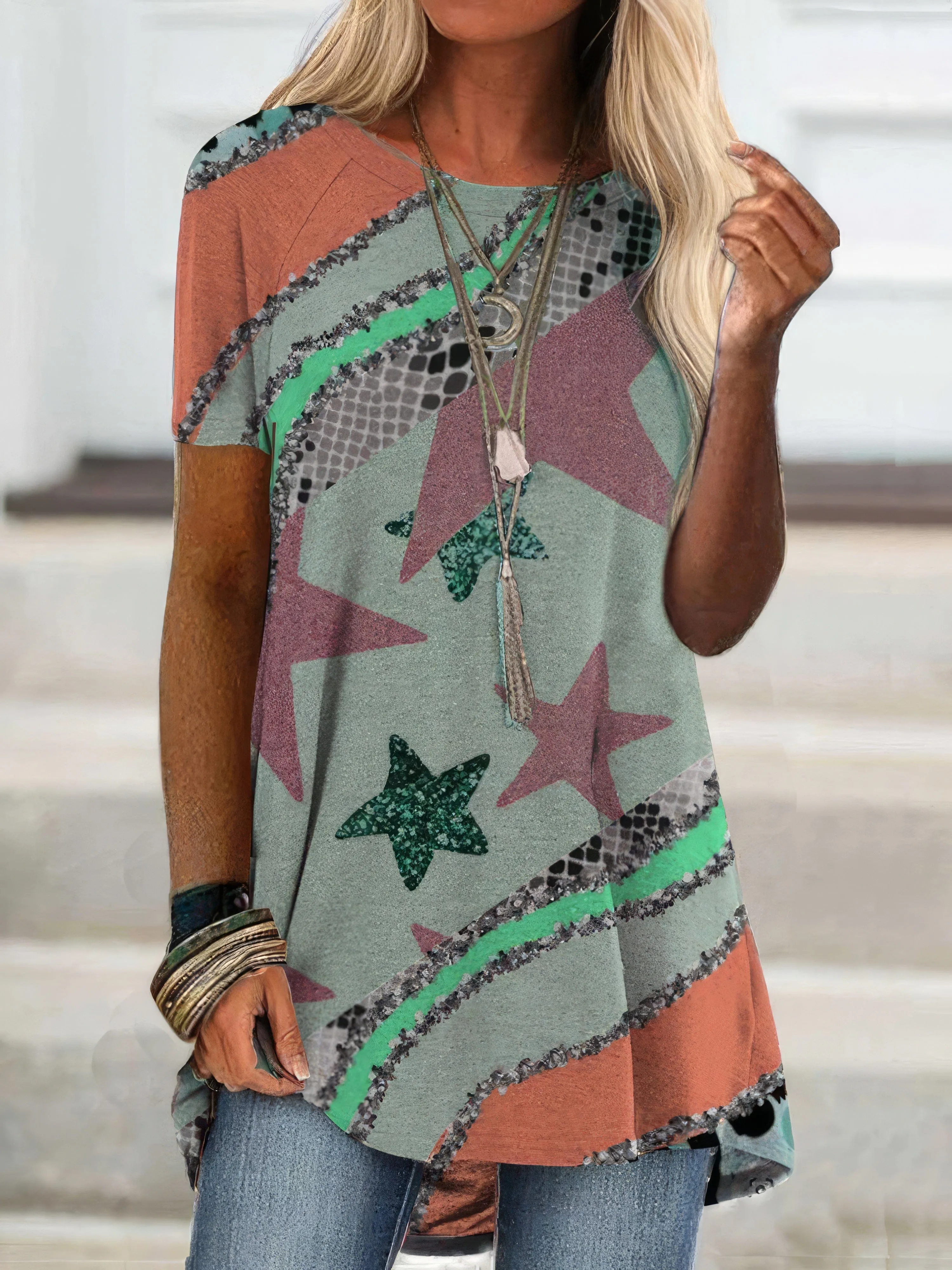 A-Line Tankini with Tropical Print