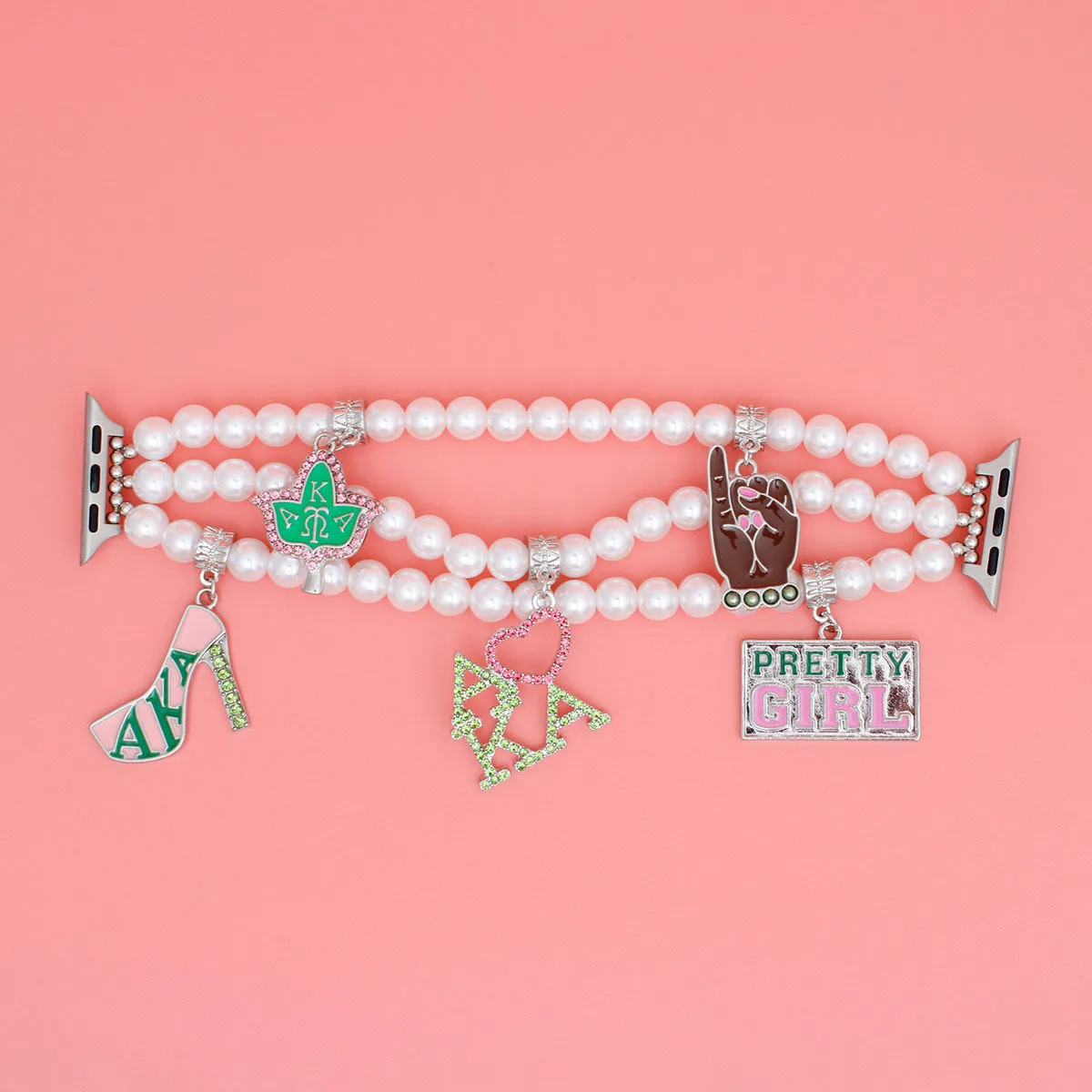 AKA Watch Band Alpha Kappa Alpha Sorority Inspired White Pearl Apple Watch Band for Women