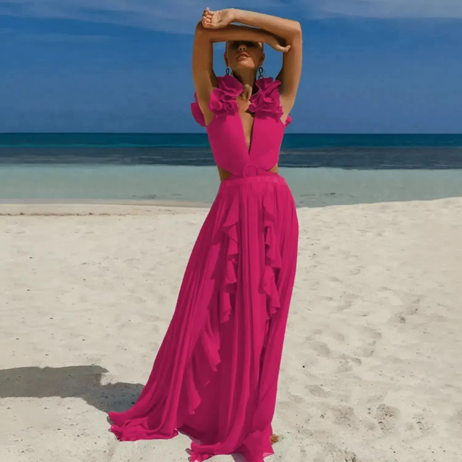 Amour Set – Pink – Ruffled swimsuit and long skirt