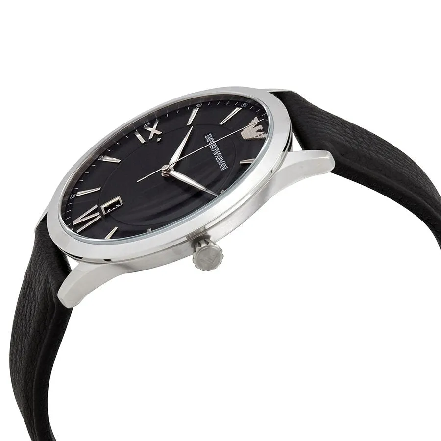Armani Giovanni Quartz Black Dial Black Leather Men's Watch AR11210
