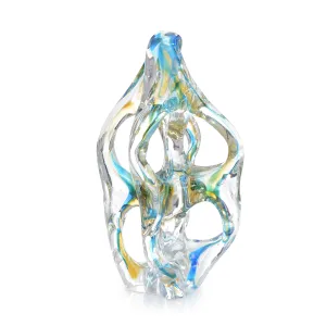 Azure Blue and Yellow Handblown Glass Sculpture II