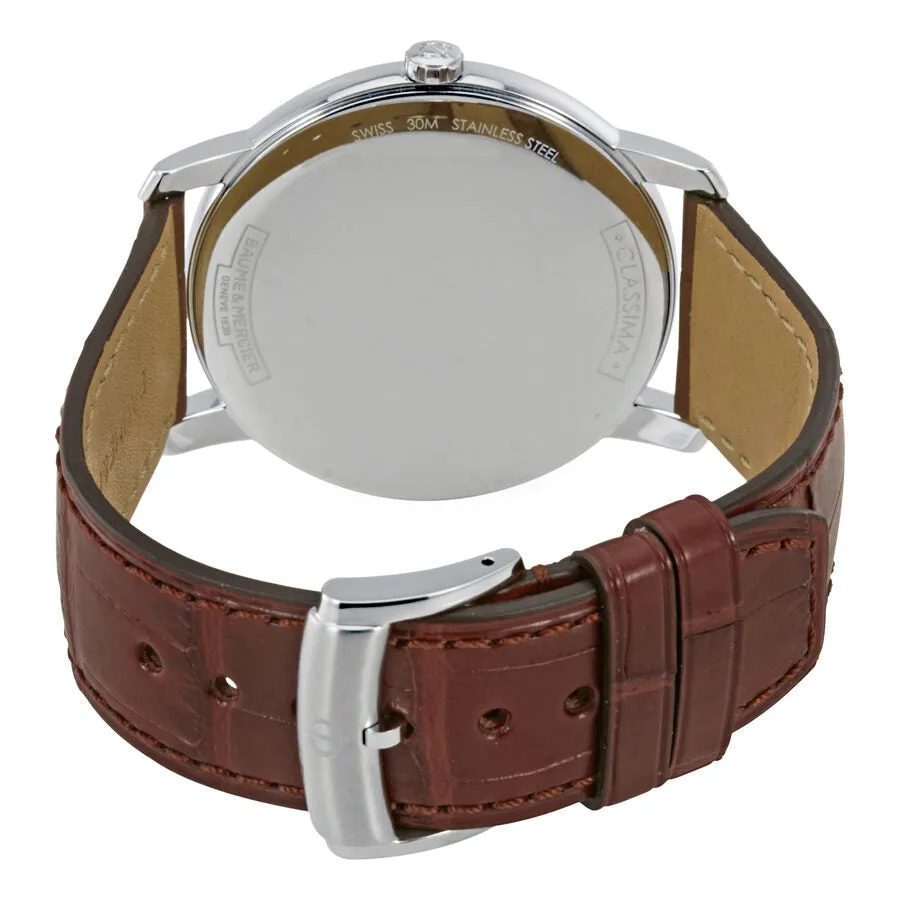 Baume et Mercier Classima Silver Dial Brown Leather Strap Men's 42mm Watch 10144