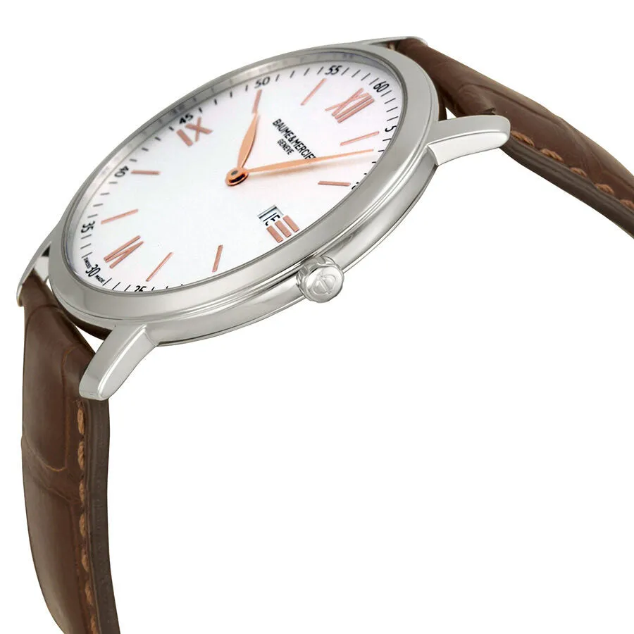 Baume et Mercier Classima Silver Dial Brown Leather Strap Men's Watch 10131