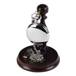 Burleigh Full Hunter Pocket Watch with Stand - Silver