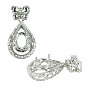 Butterfly Bail Drop  Pendant in Sterling Silver for 6x8mm Stones