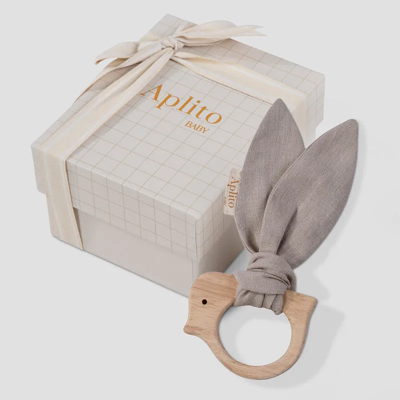 Cotton Baby Gift Set | Birdie Rattle Teether | Beige