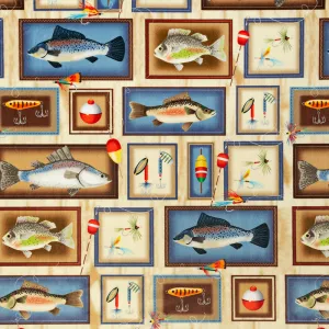 Cuddle® Prints - Gone Fishing Tan Digitally Printed Minky Yardage