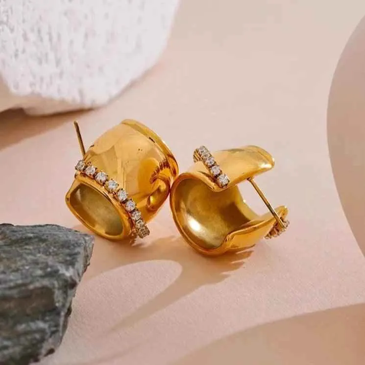 Earrings Charm Jewelry - Stainless Steel - C Shape Fashion - YH3654A
