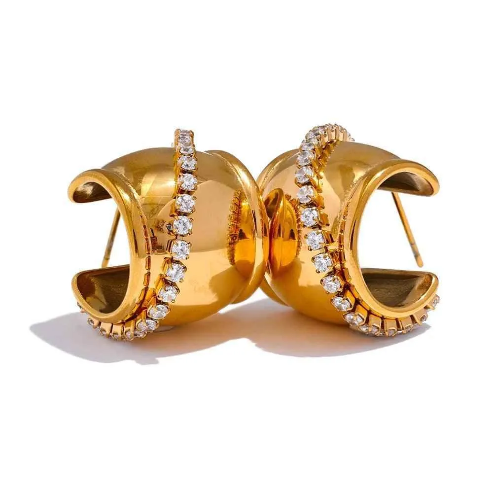 Earrings Charm Jewelry - Stainless Steel - C Shape Fashion - YH3654A