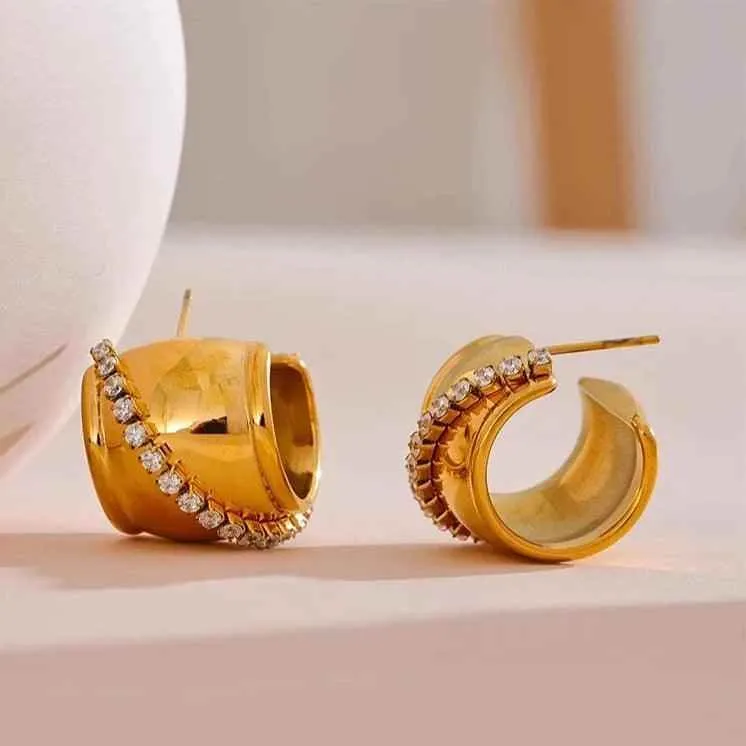 Earrings Charm Jewelry - Stainless Steel - C Shape Fashion - YH3654A