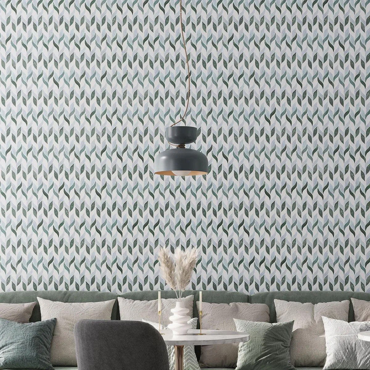 Envy Green and White Leaf Marble Mosaic Tile