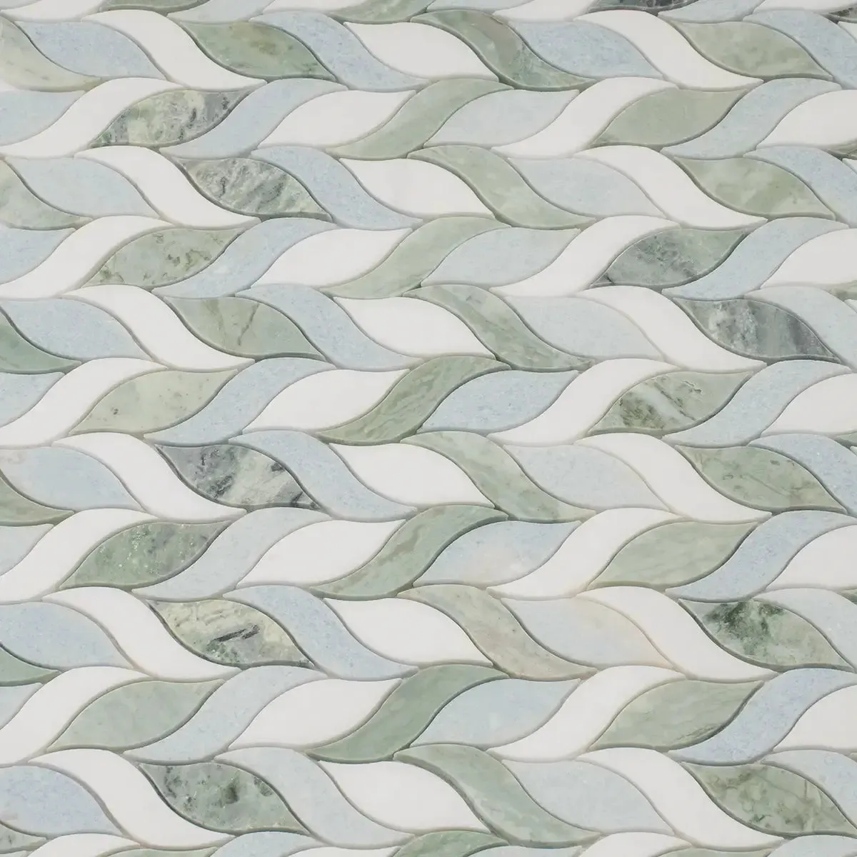 Envy Green and White Leaf Marble Mosaic Tile