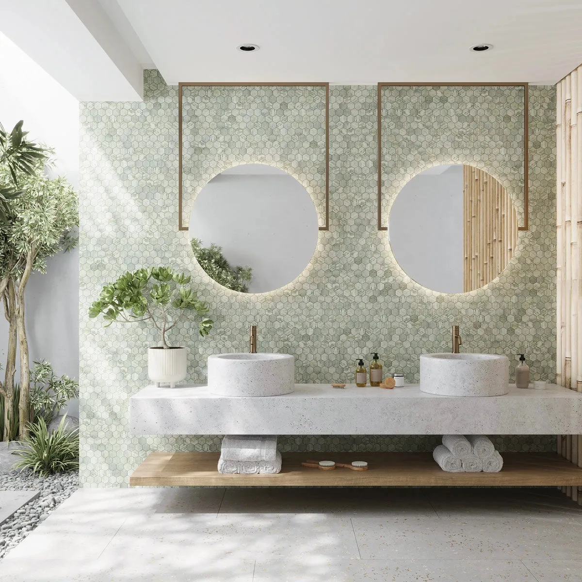 Envy Green Marble Hexagon Mosaic Tile