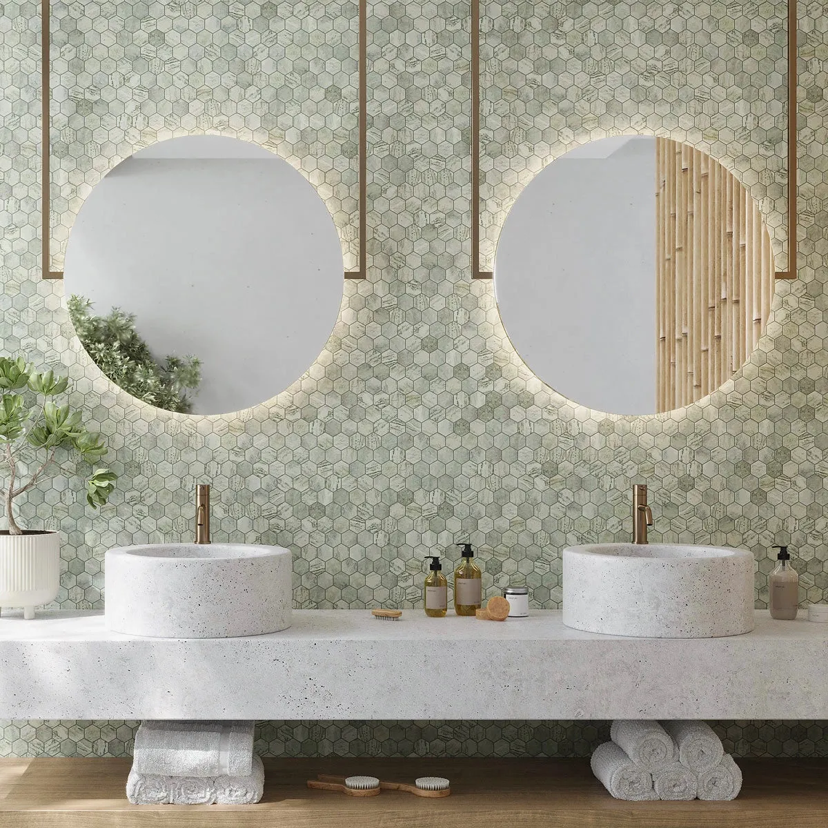 Envy Green Marble Hexagon Mosaic Tile