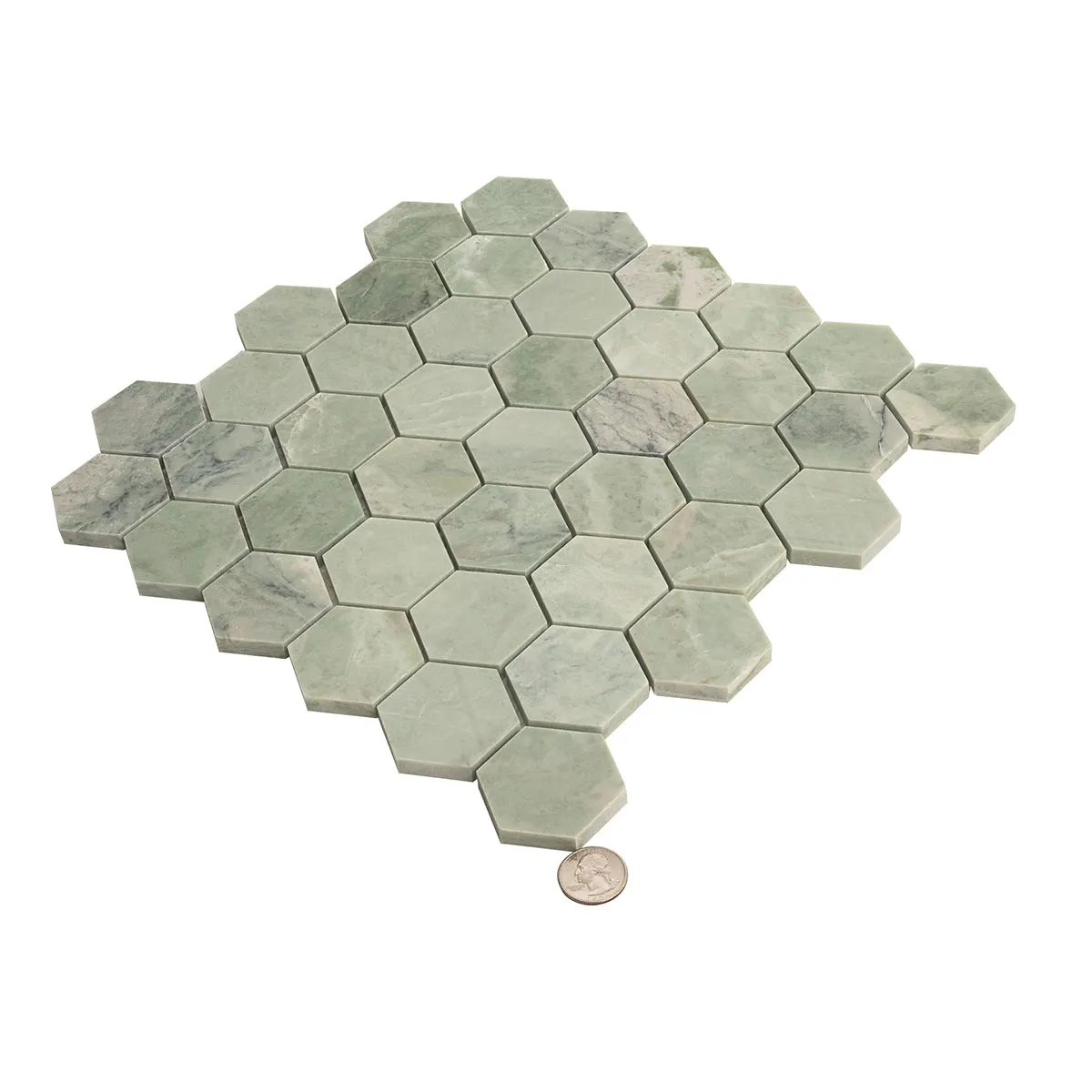 Envy Green Marble Hexagon Mosaic Tile