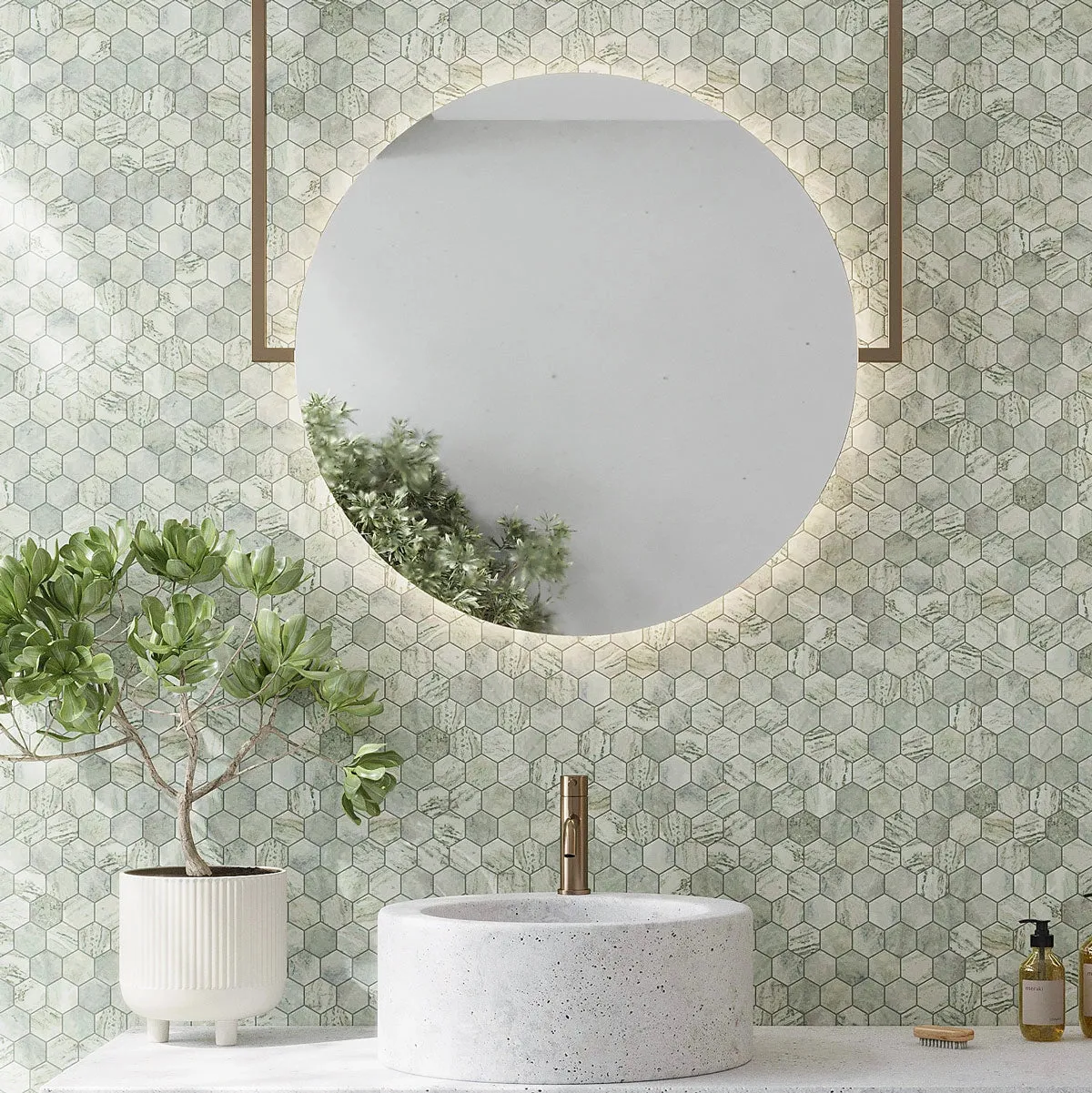 Envy Green Marble Hexagon Mosaic Tile