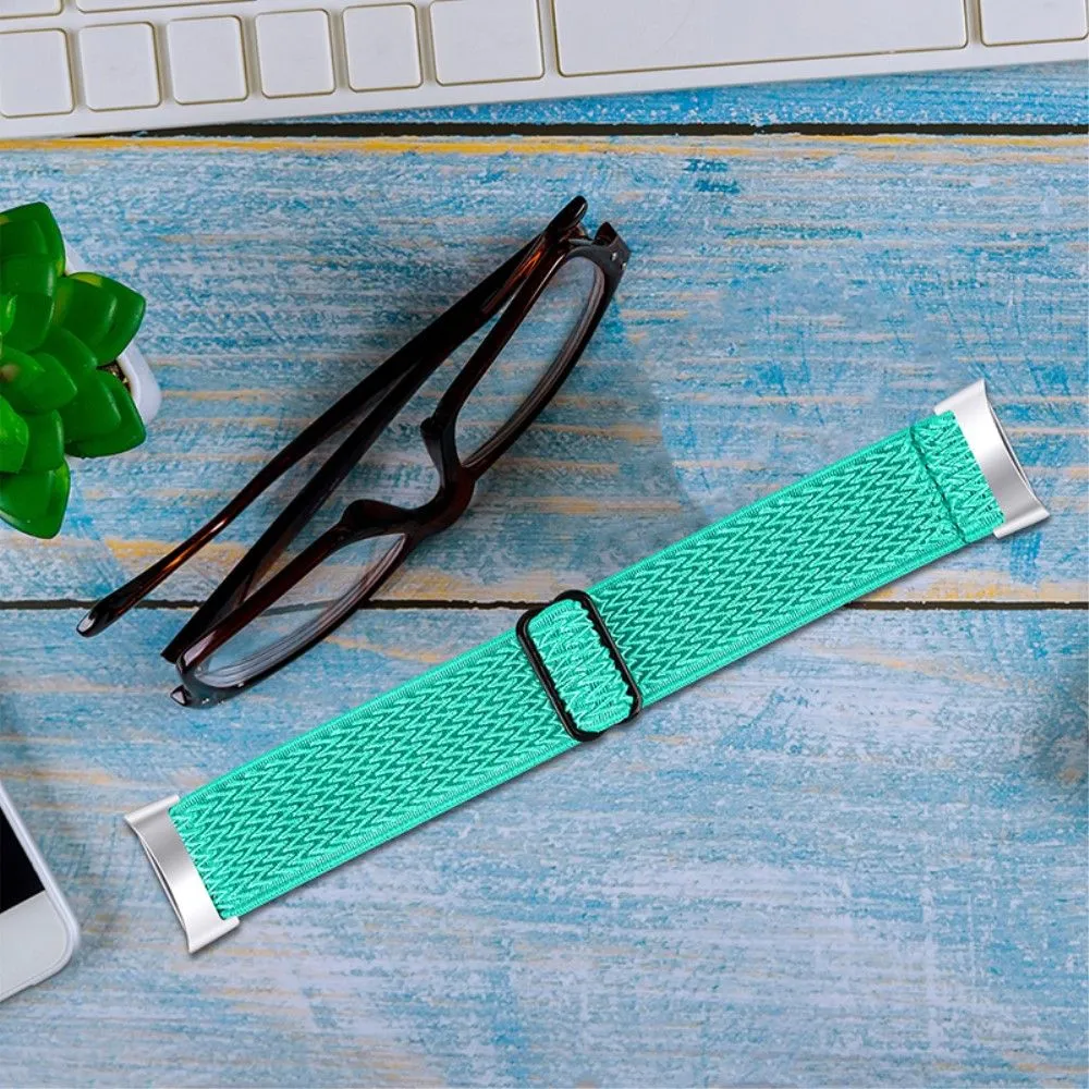 Fitbit Charge 5 elastic nylon watch strap - Mint Green