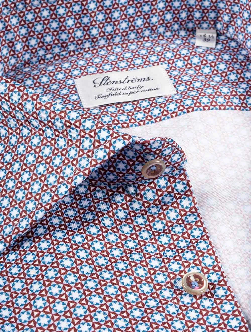 Fitted Kaleidoscope Pattern Shirt Burgundy