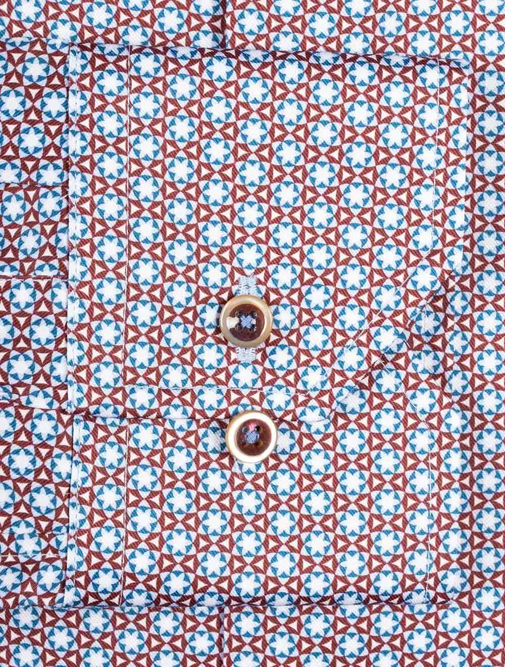 Fitted Kaleidoscope Pattern Shirt Burgundy