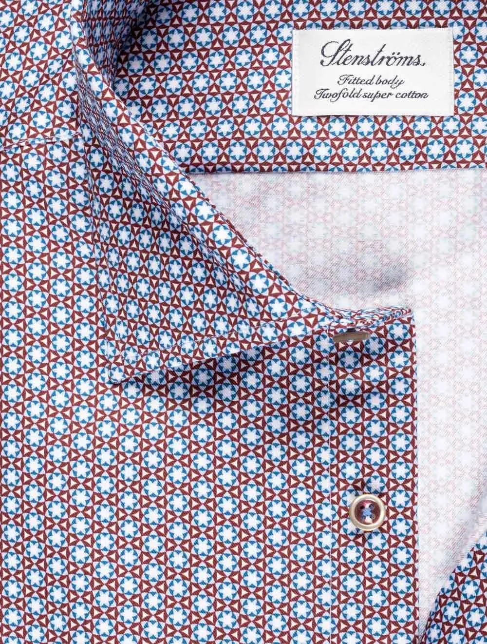 Fitted Kaleidoscope Pattern Shirt Burgundy