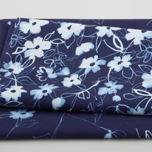 Flora Bella - Bloom Boom Border Indigo 2 Yard Cut