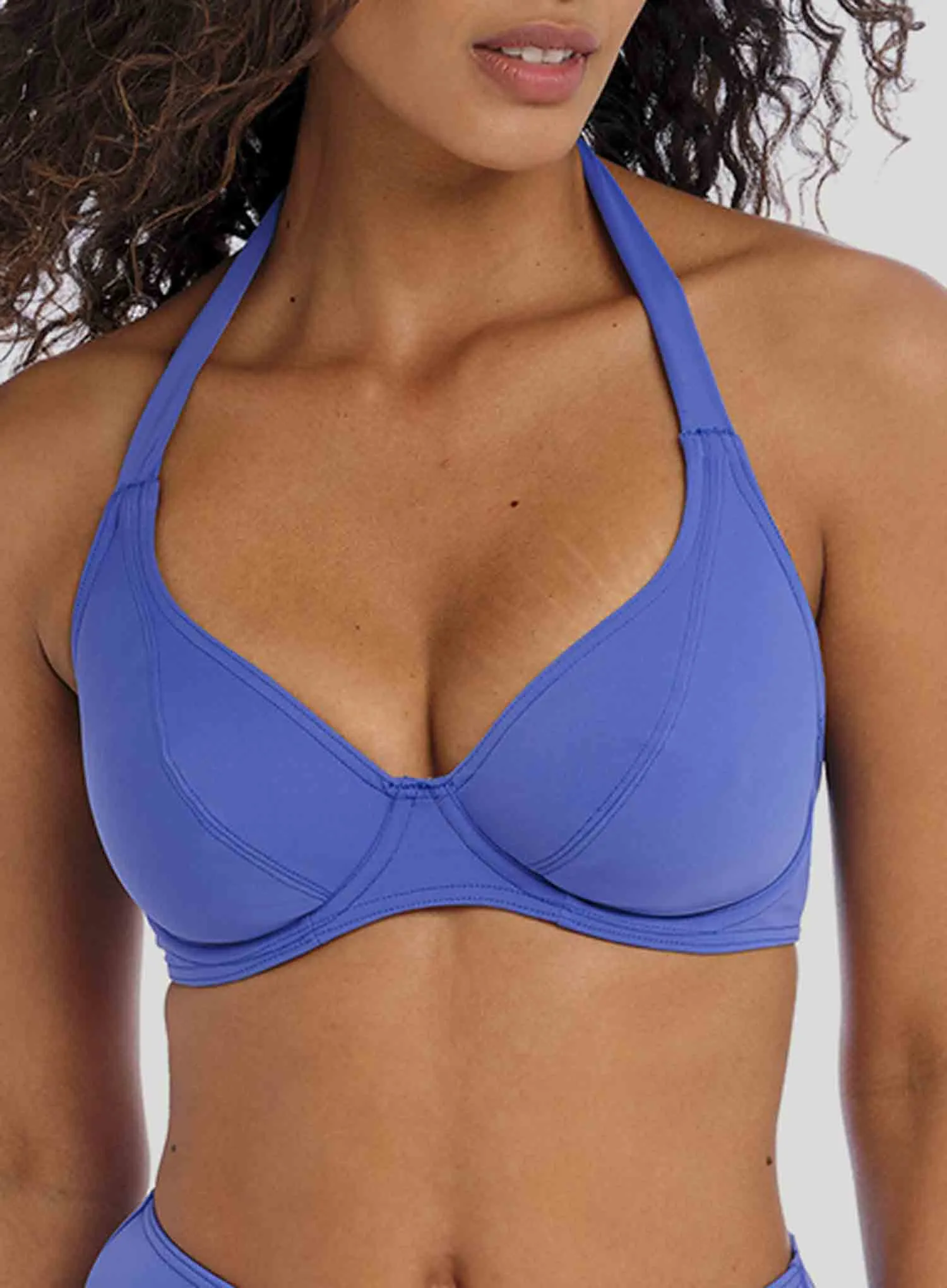 Freya Swimwear: Jewel Cove Underwired Halter Bikini Top Plain Azure