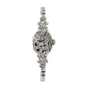 Hamilton 1950's Ladies 14KT White Gold Diamond Cocktail Watch