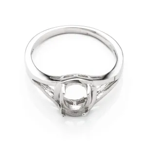 Hollow Ring with Oval Prongs Mounting in Sterling Silver 7x9mm