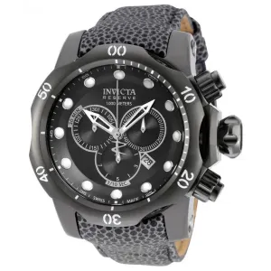 Invicta Men Venom Chronograph 1000m Reptile Print Dark Grey Leather Watch 18304