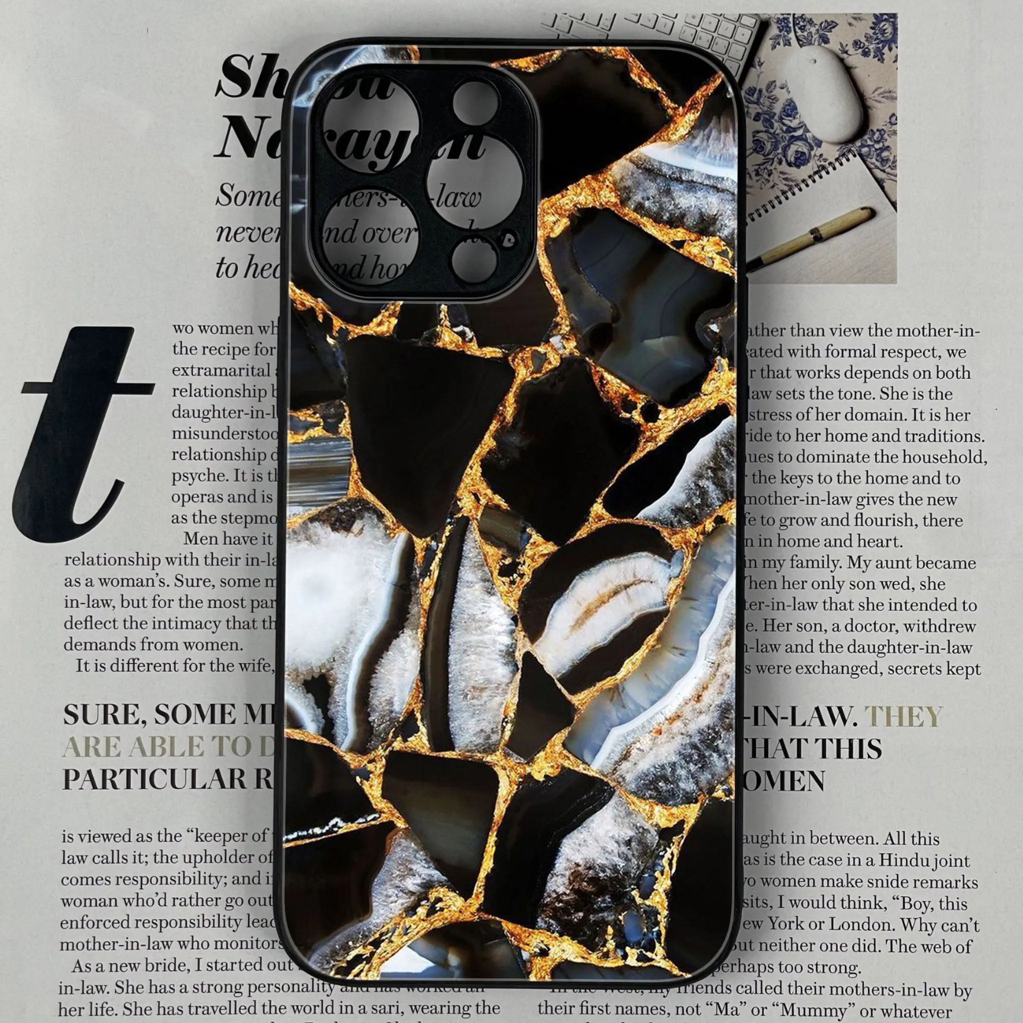 Iphone 14 pro Max Black Marble Series Series Glossy Phone Case