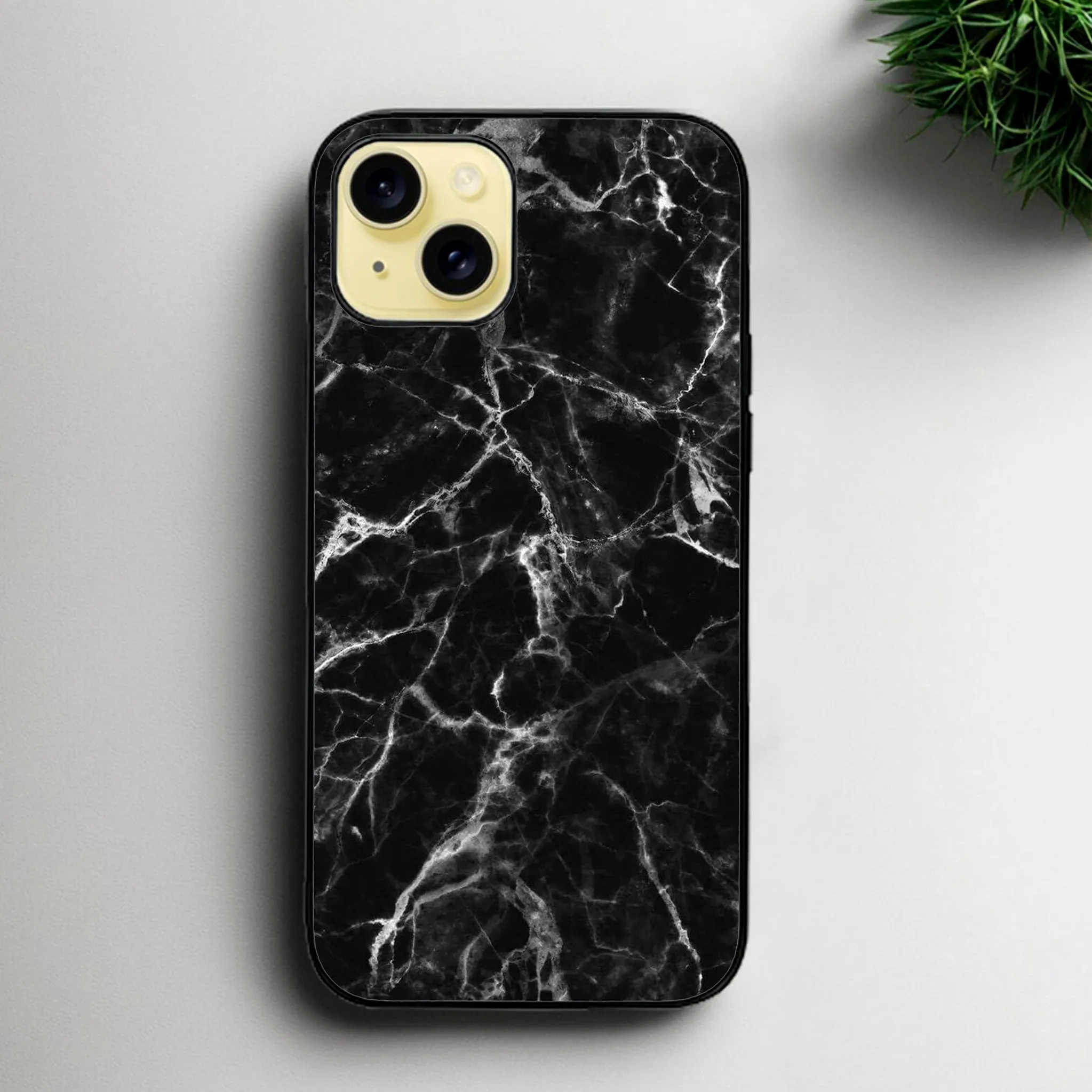 Iphone 15 plus Black Marble Series Glossy Phone Case