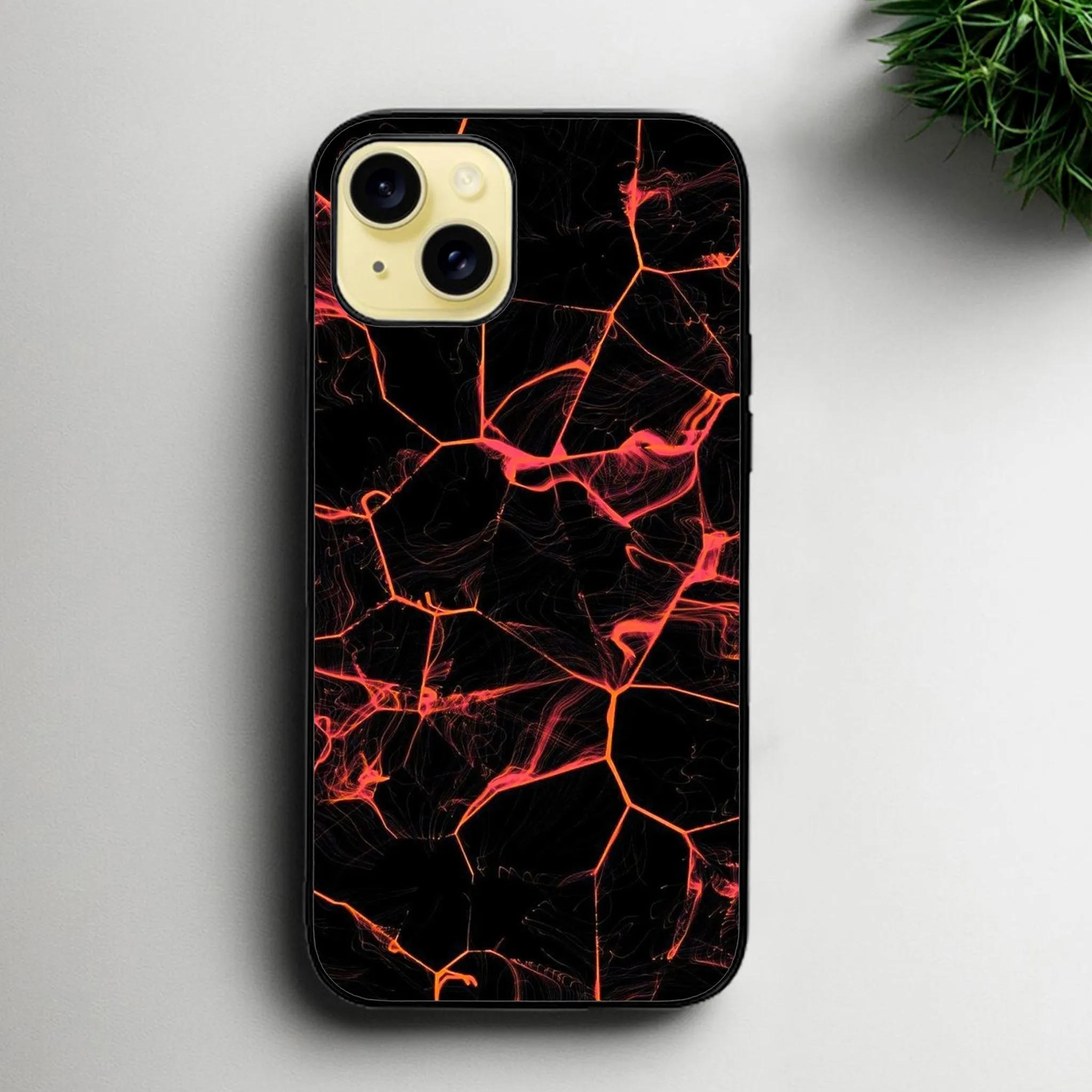 Iphone 15 plus Black Marble Series Glossy Phone Case
