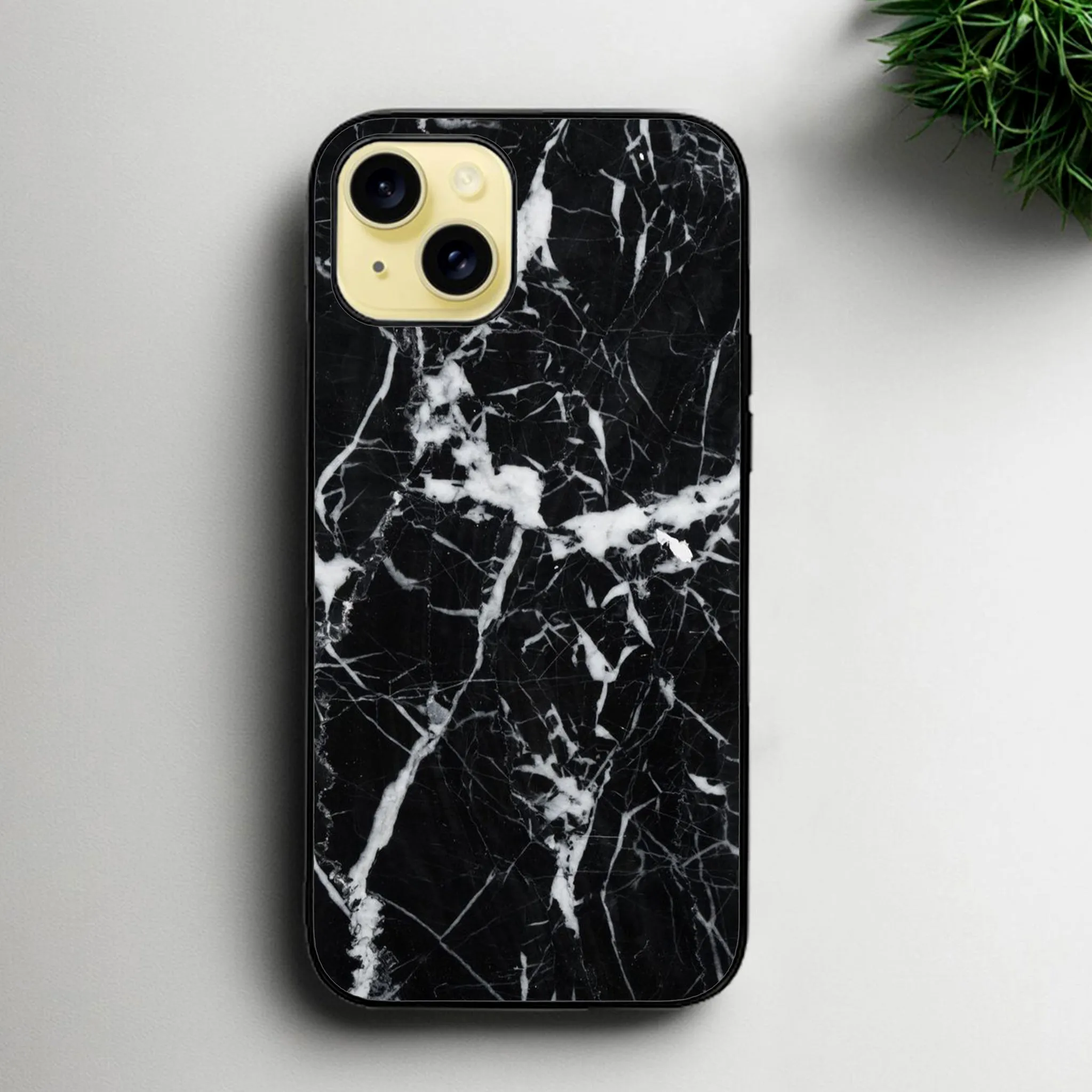 Iphone 15 plus Black Marble Series Glossy Phone Case