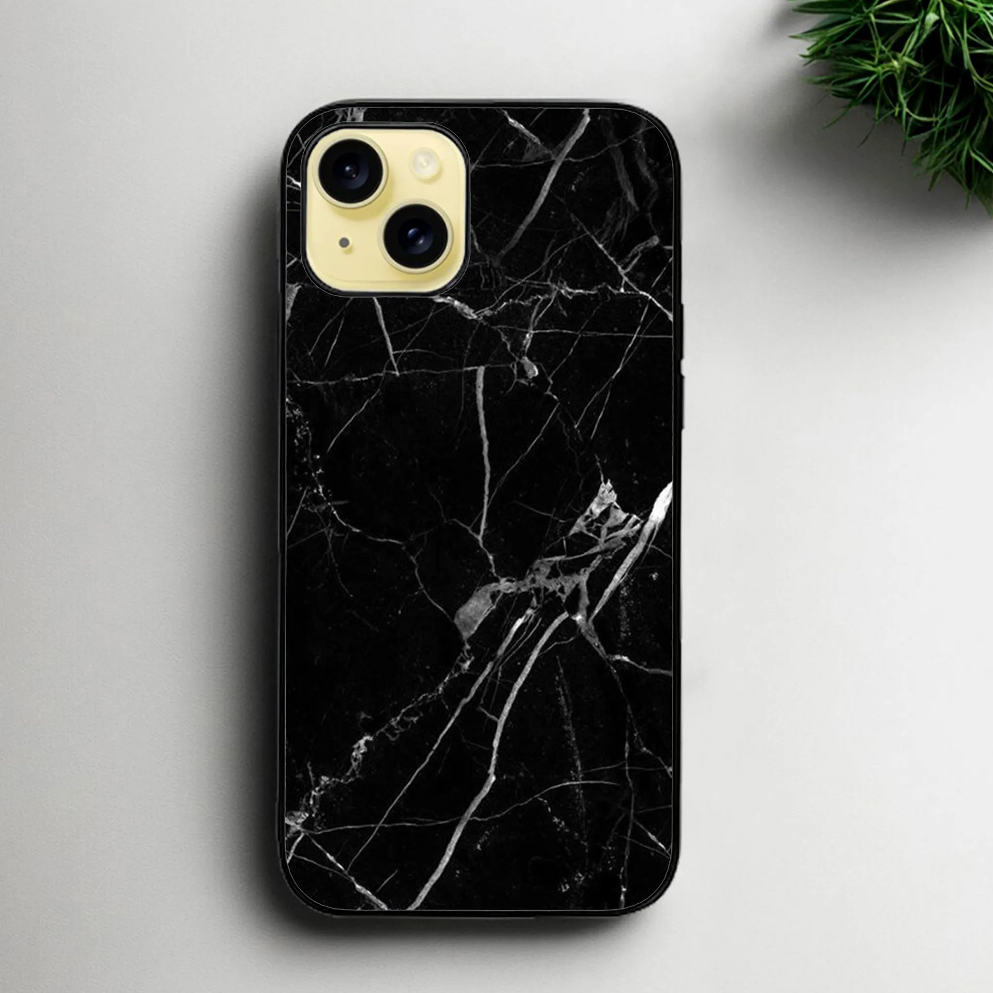 Iphone 15 plus Black Marble Series Glossy Phone Case